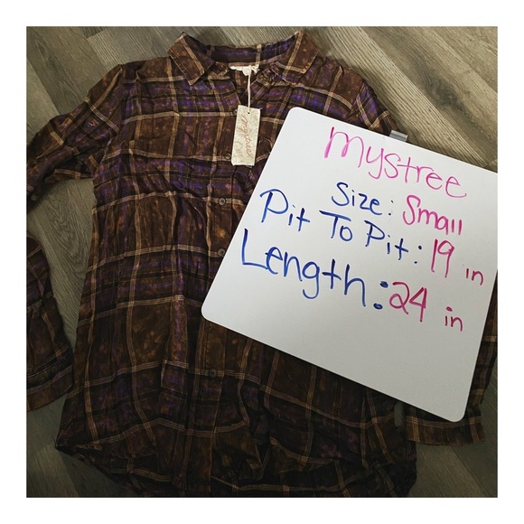 MYSTREE BOUTIQUE Washed Plaid Flannel Top - Picture 8 of 9